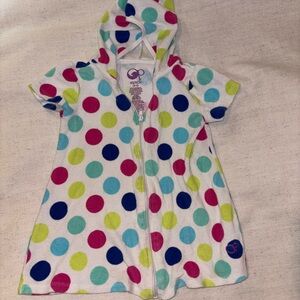 Colorful Polka Dot Hooded Bathing  SuitCover-Up